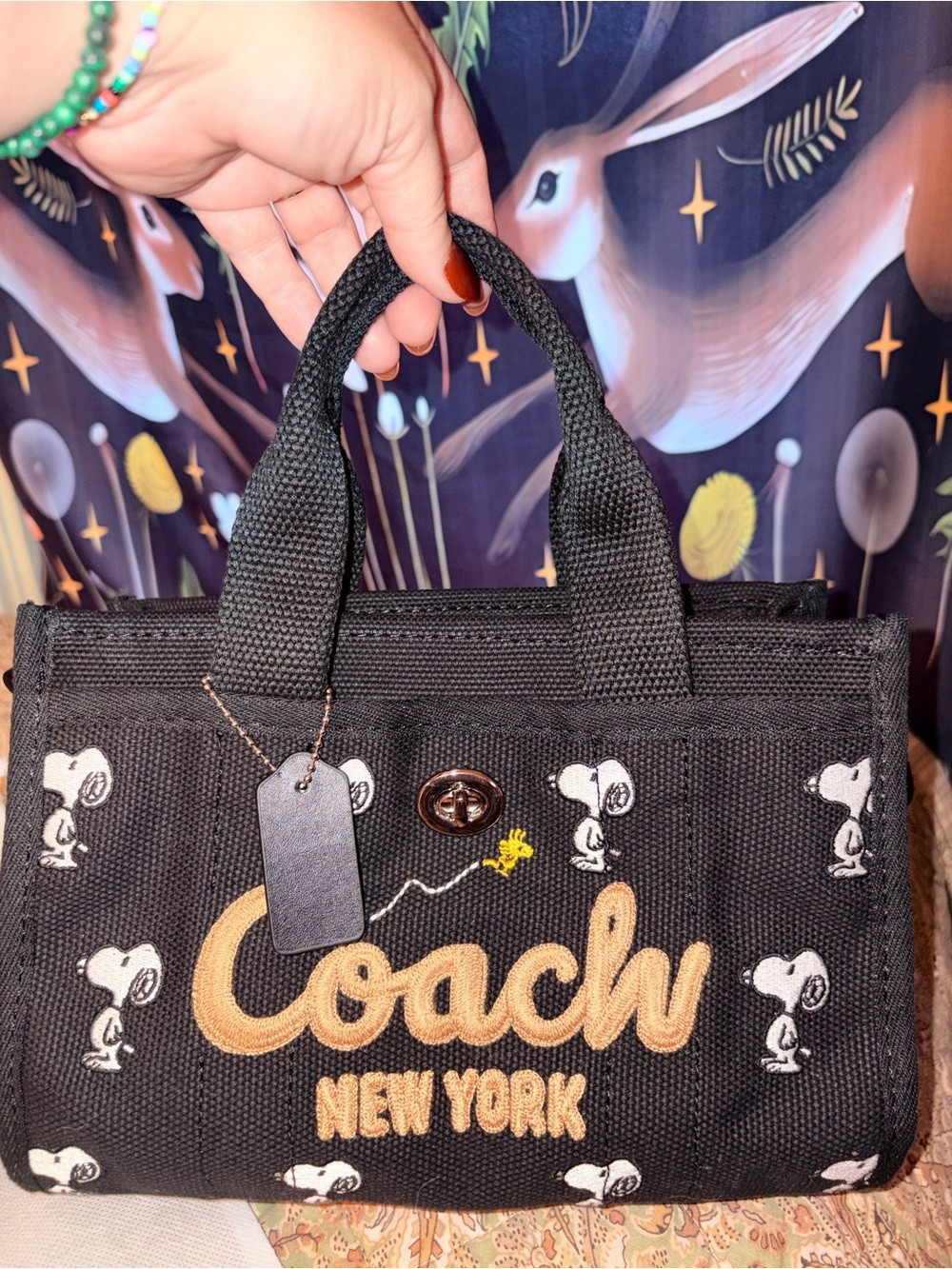 Coach Black Canvas Snoopy Tote w/Gift Bag, Dust Bag and COA! NWT - Picture 9 of 12